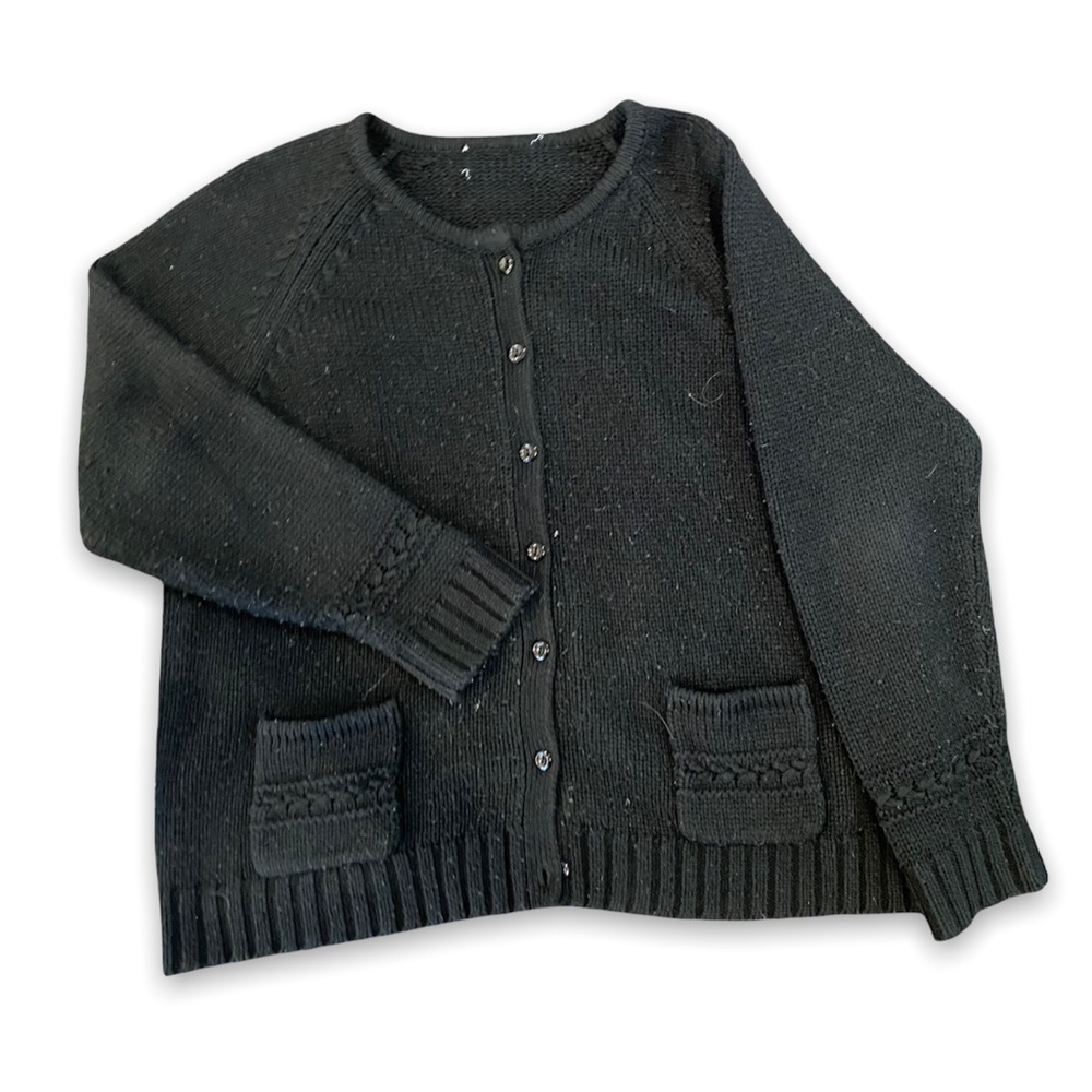 Black wool cardigan button up
